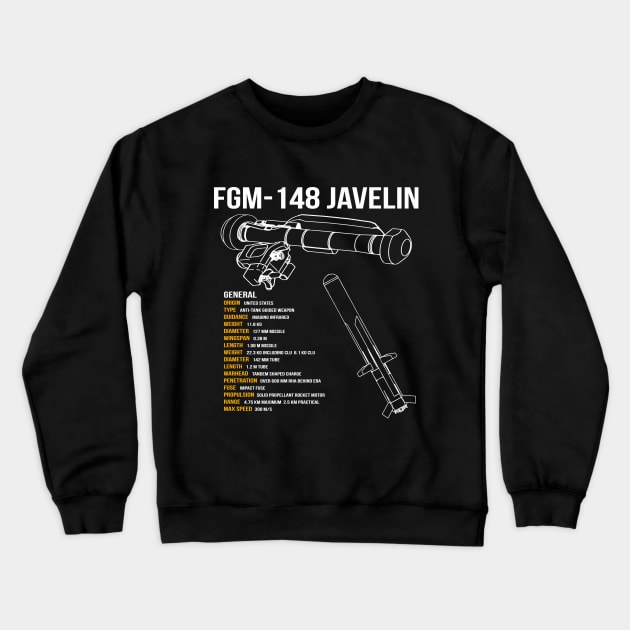 FGM-148 Javelin Missile Crewneck Sweatshirt by Dirty Custard Designs 